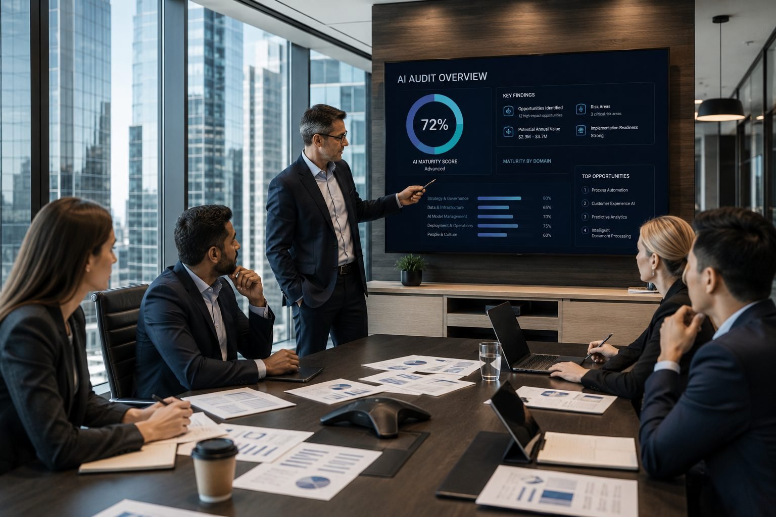 Corporate AI audit findings presented to leadership